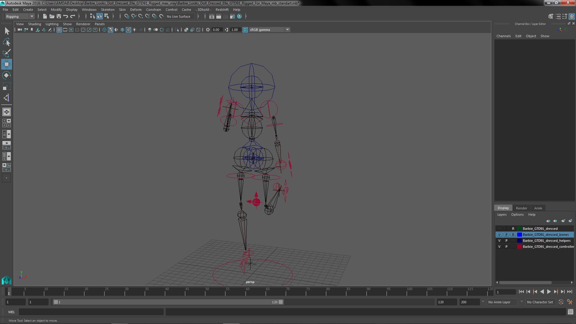 Barbie Looks Doll Dressed Elle GTD91 Rigged for Maya 3D