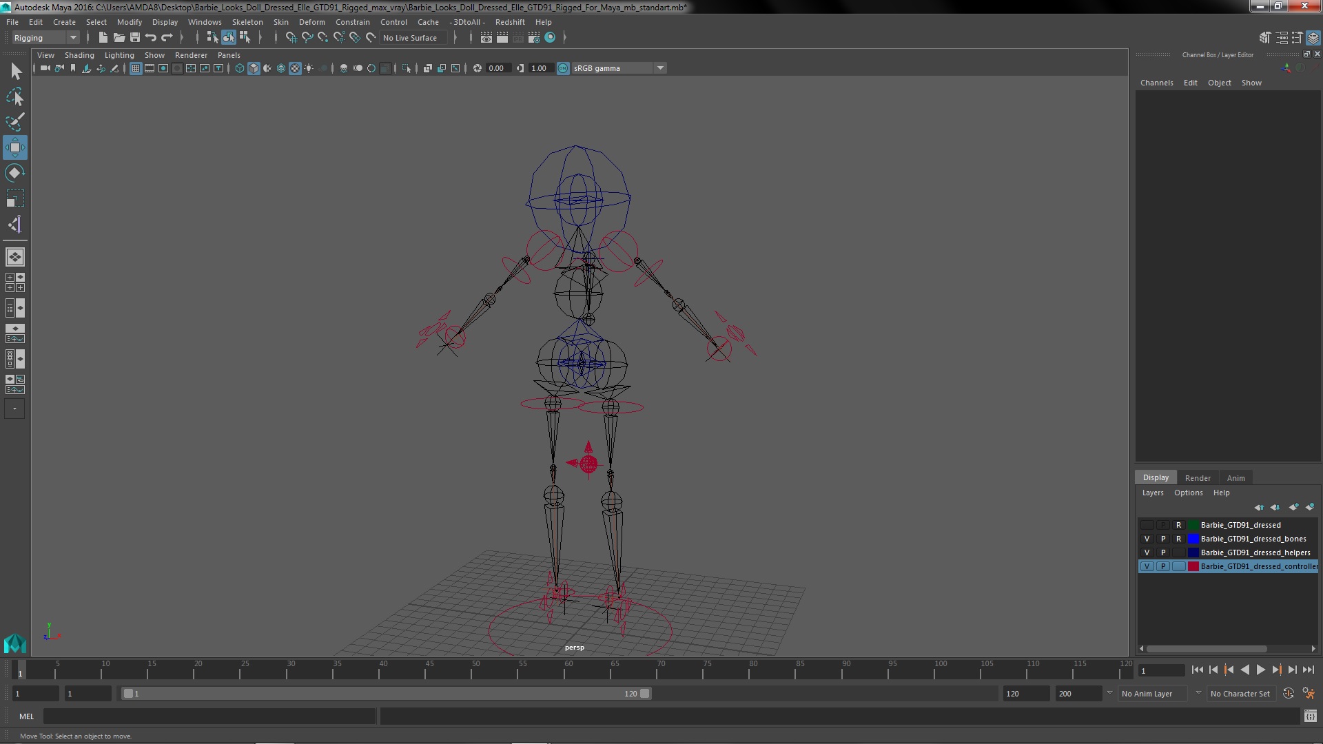 Barbie Looks Doll Dressed Elle GTD91 Rigged for Maya 3D