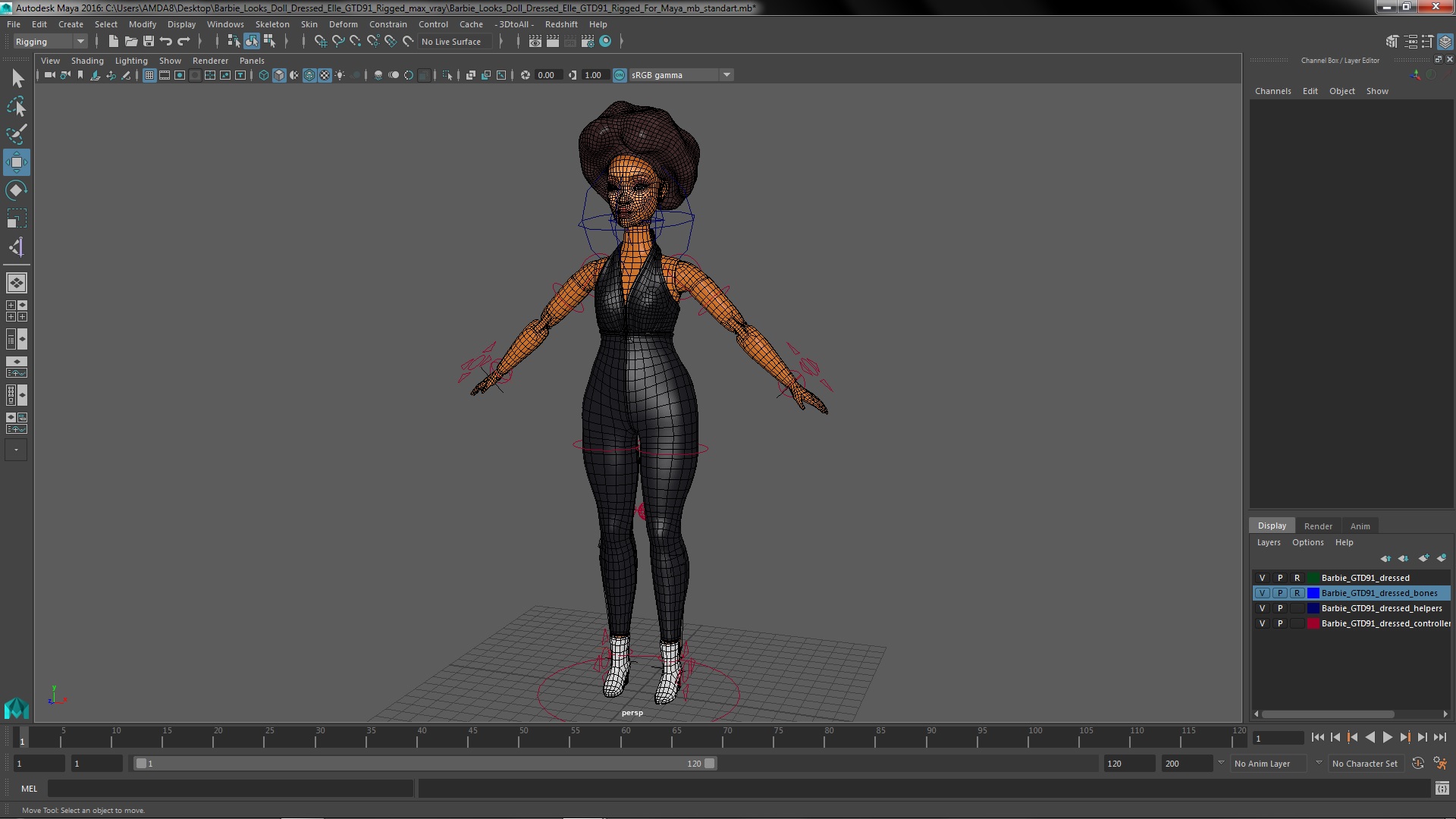 Barbie Looks Doll Dressed Elle GTD91 Rigged for Maya 3D
