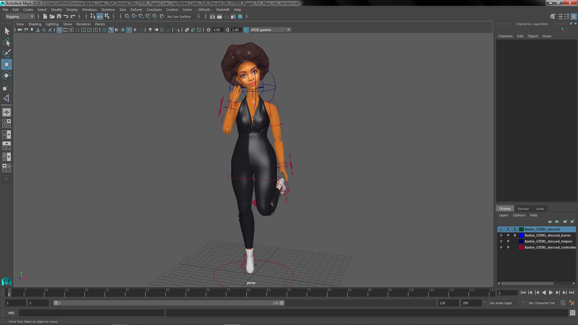 Barbie Looks Doll Dressed Elle GTD91 Rigged for Maya 3D