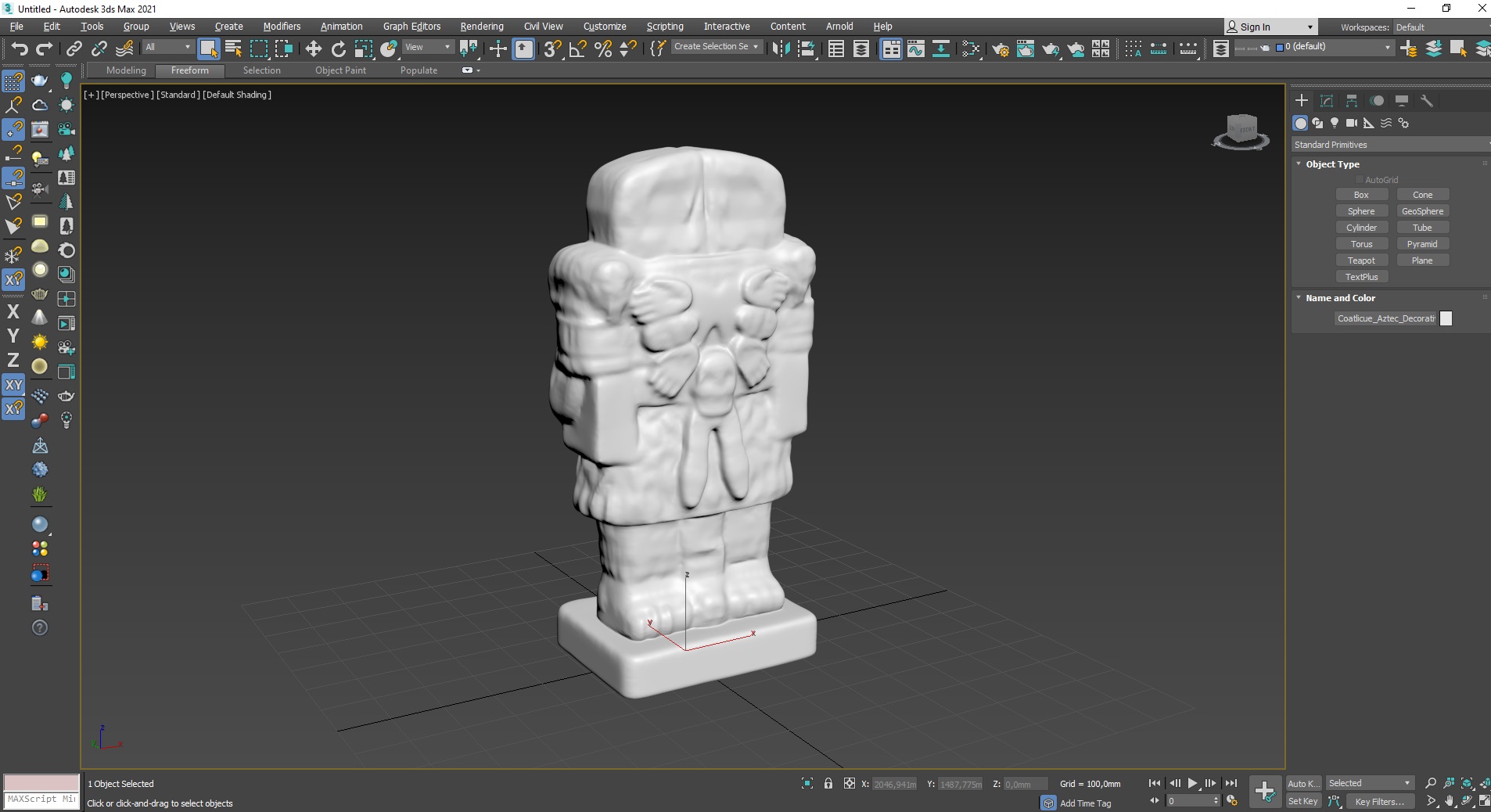 3D Coatlicue Aztec Decorative Statue for 3D Print