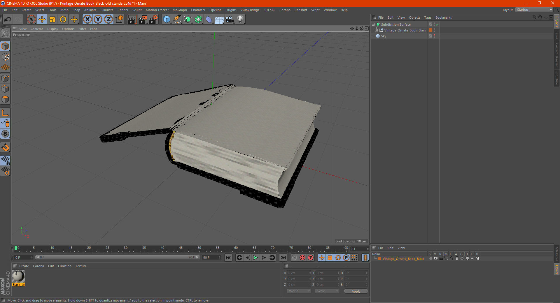 3D model Vintage Ornate Book Black