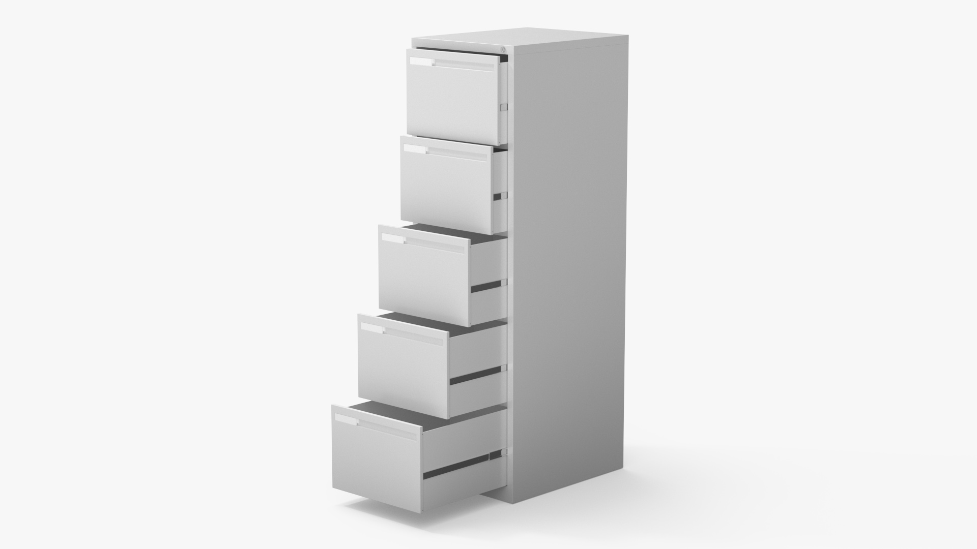 3D Filing Cabinet 5 Drawer Grey model