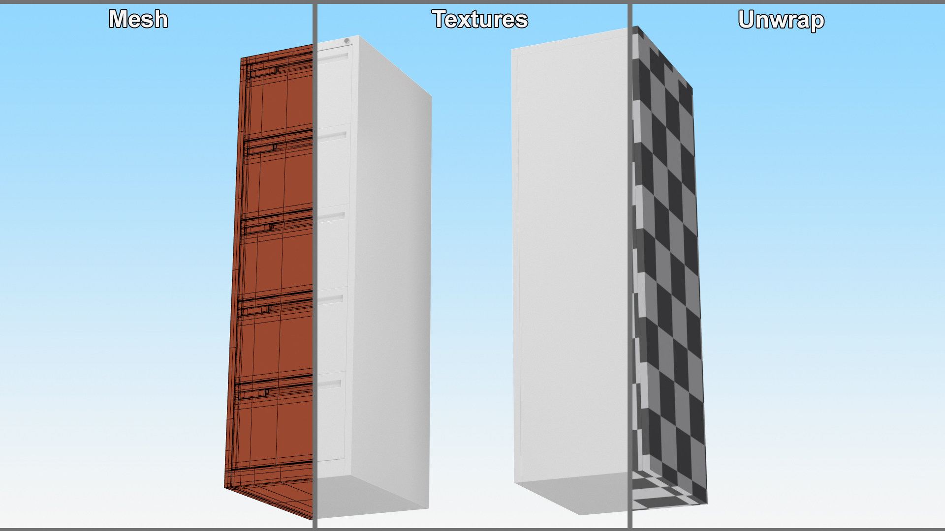 3D Filing Cabinet 5 Drawer Grey model