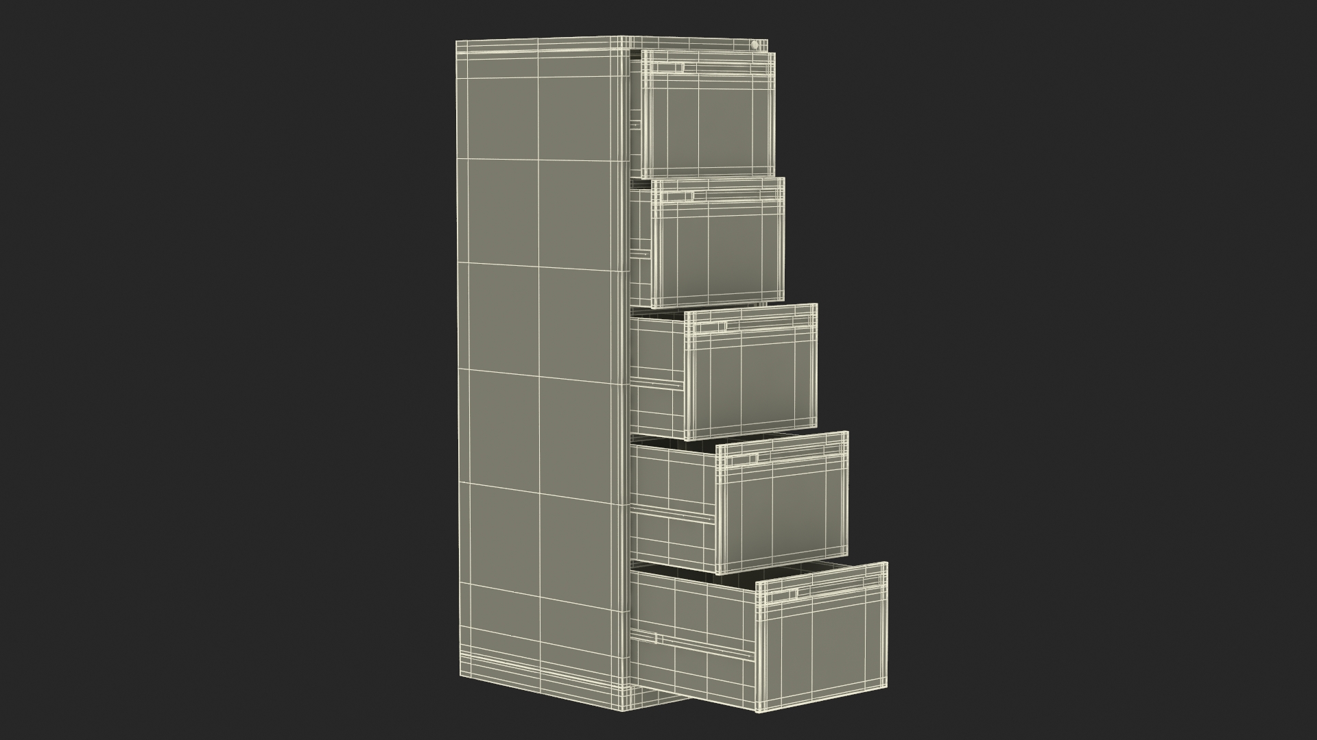 3D Filing Cabinet 5 Drawer Grey model