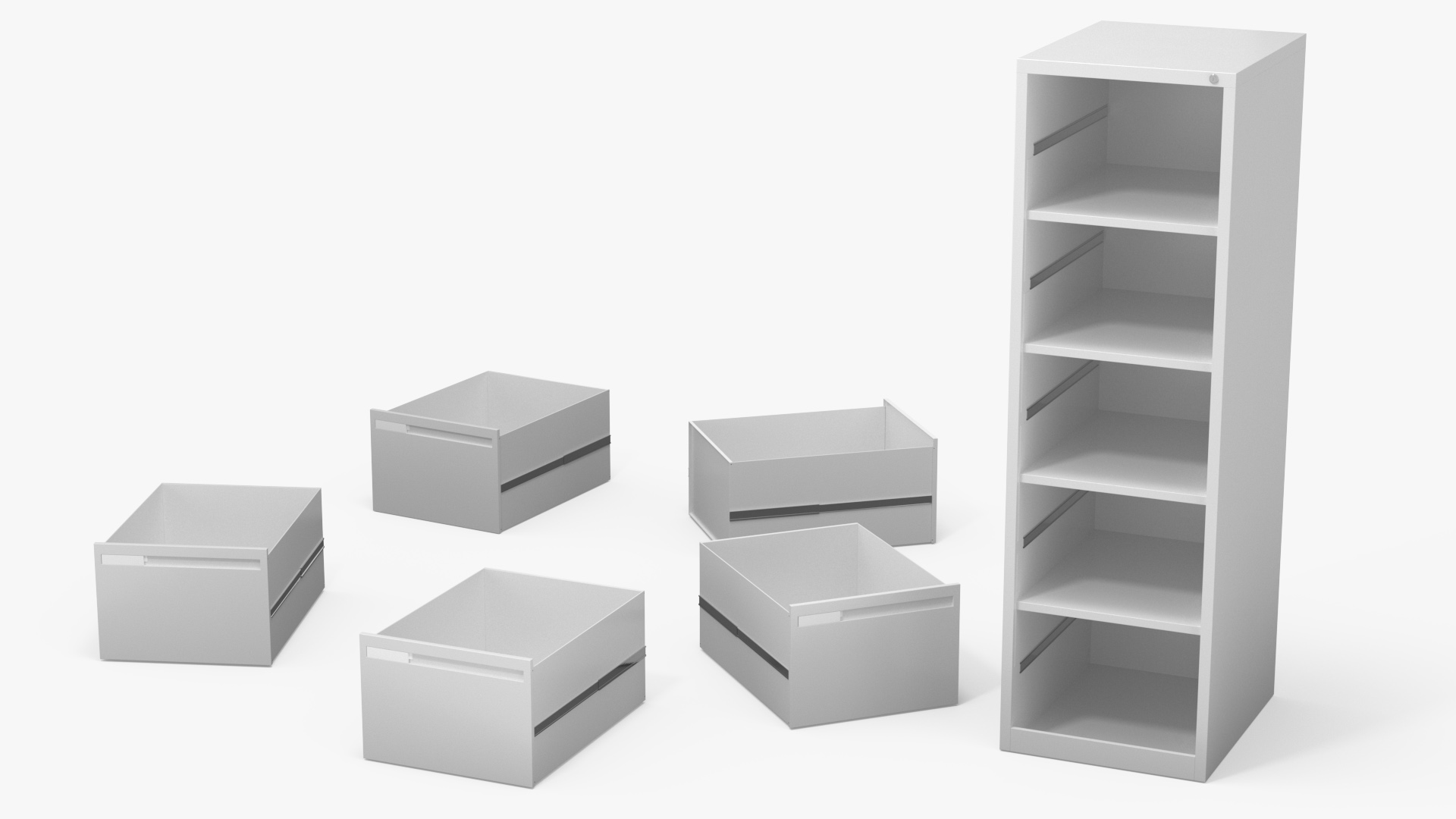 3D Filing Cabinet 5 Drawer Grey model