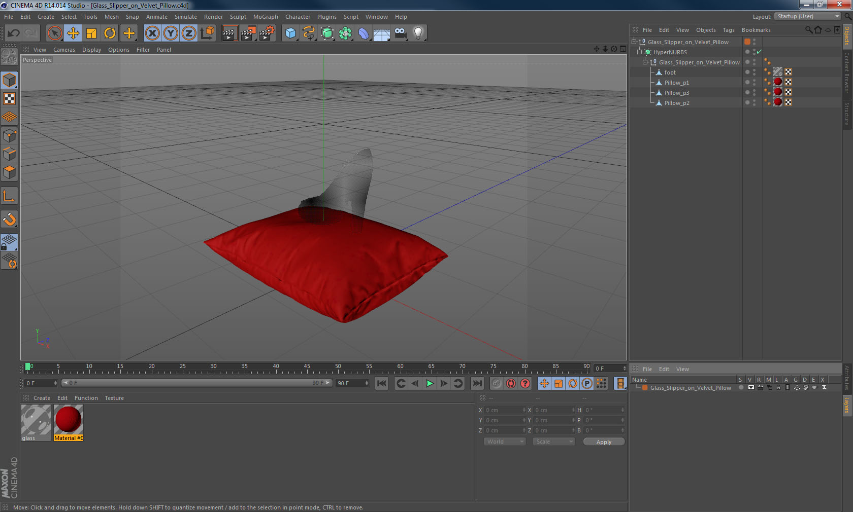 3D model Glass Slipper on Velvet Pillow