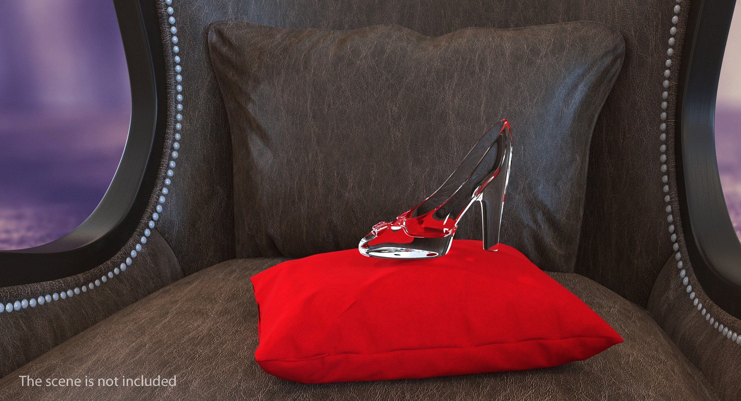 3D model Glass Slipper on Velvet Pillow