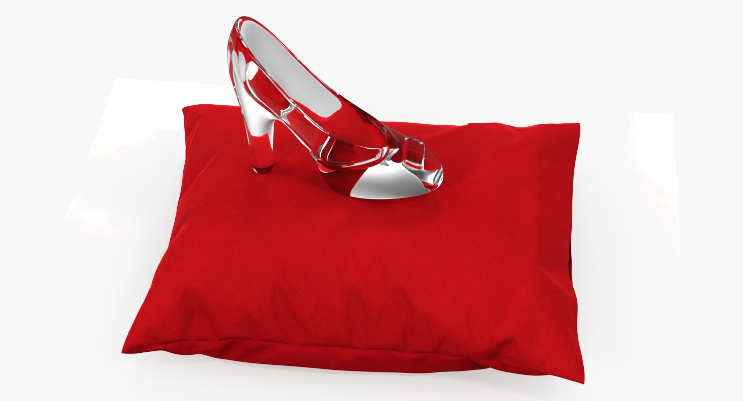 3D model Glass Slipper on Velvet Pillow