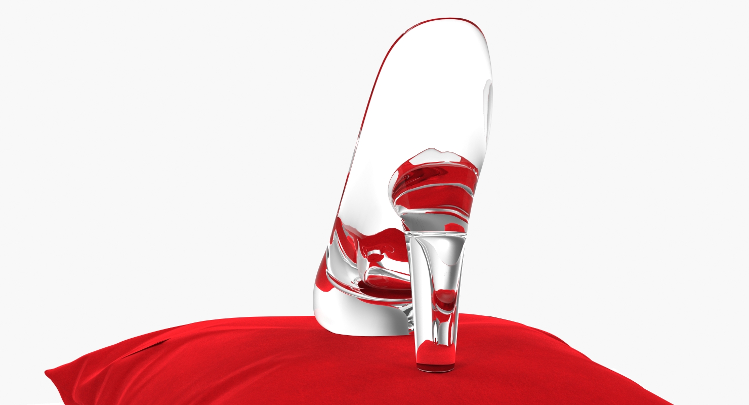3D model Glass Slipper on Velvet Pillow