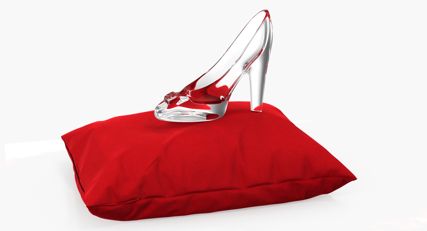 3D model Glass Slipper on Velvet Pillow