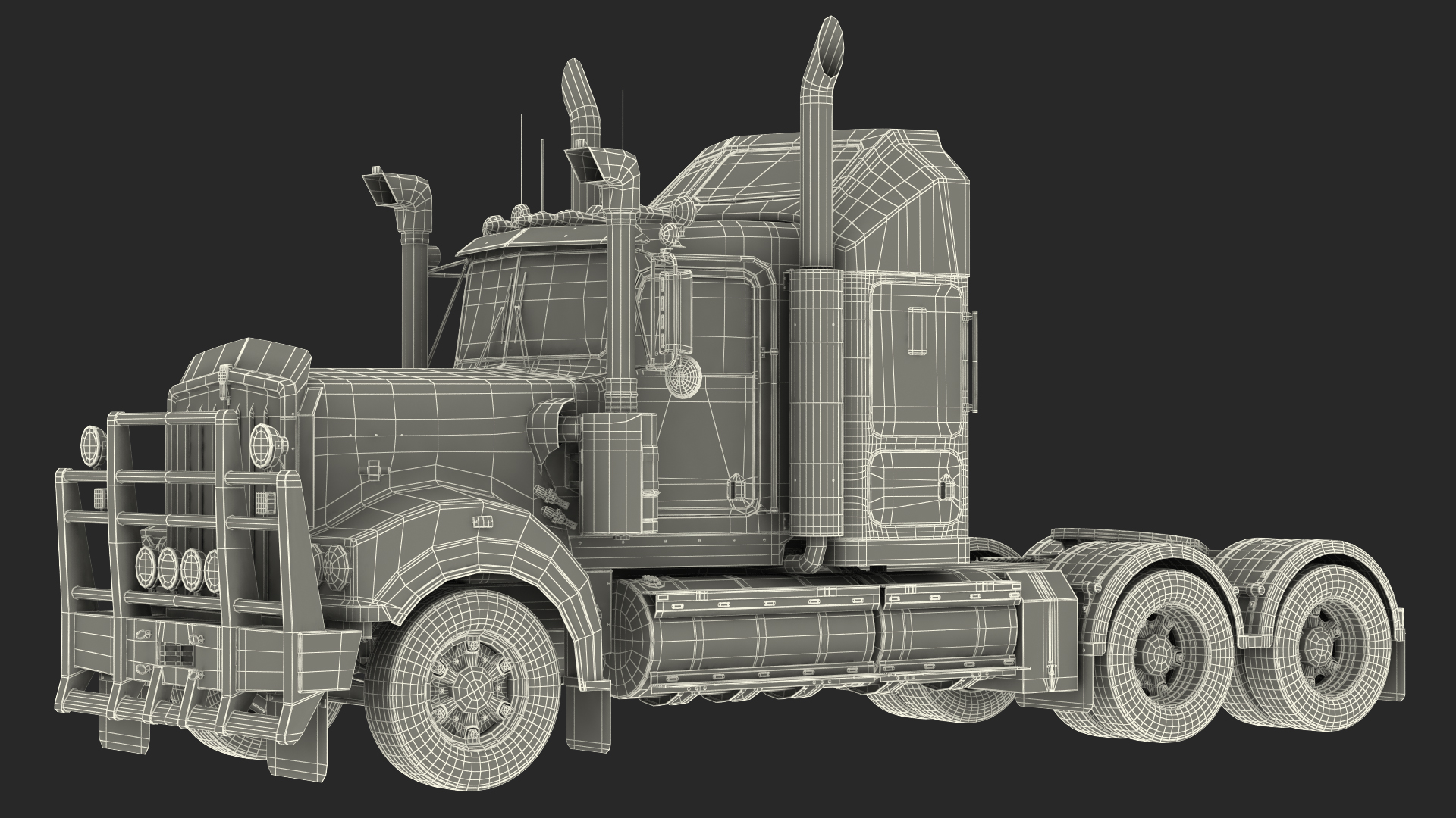 3D Vintage Semi Truck with Tank Trailer