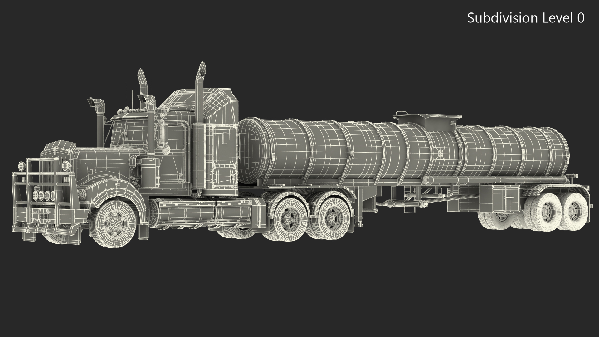 3D Vintage Semi Truck with Tank Trailer