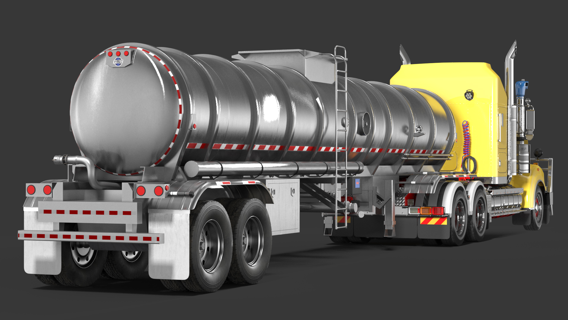 3D Vintage Semi Truck with Tank Trailer