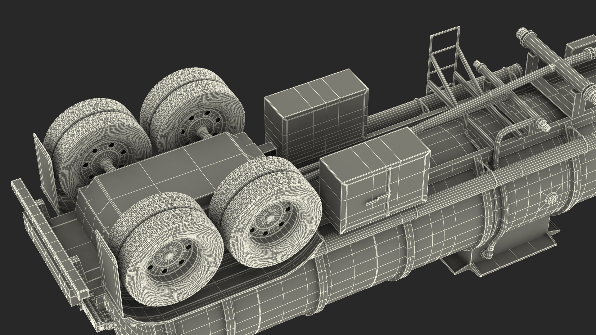 3D Vintage Semi Truck with Tank Trailer