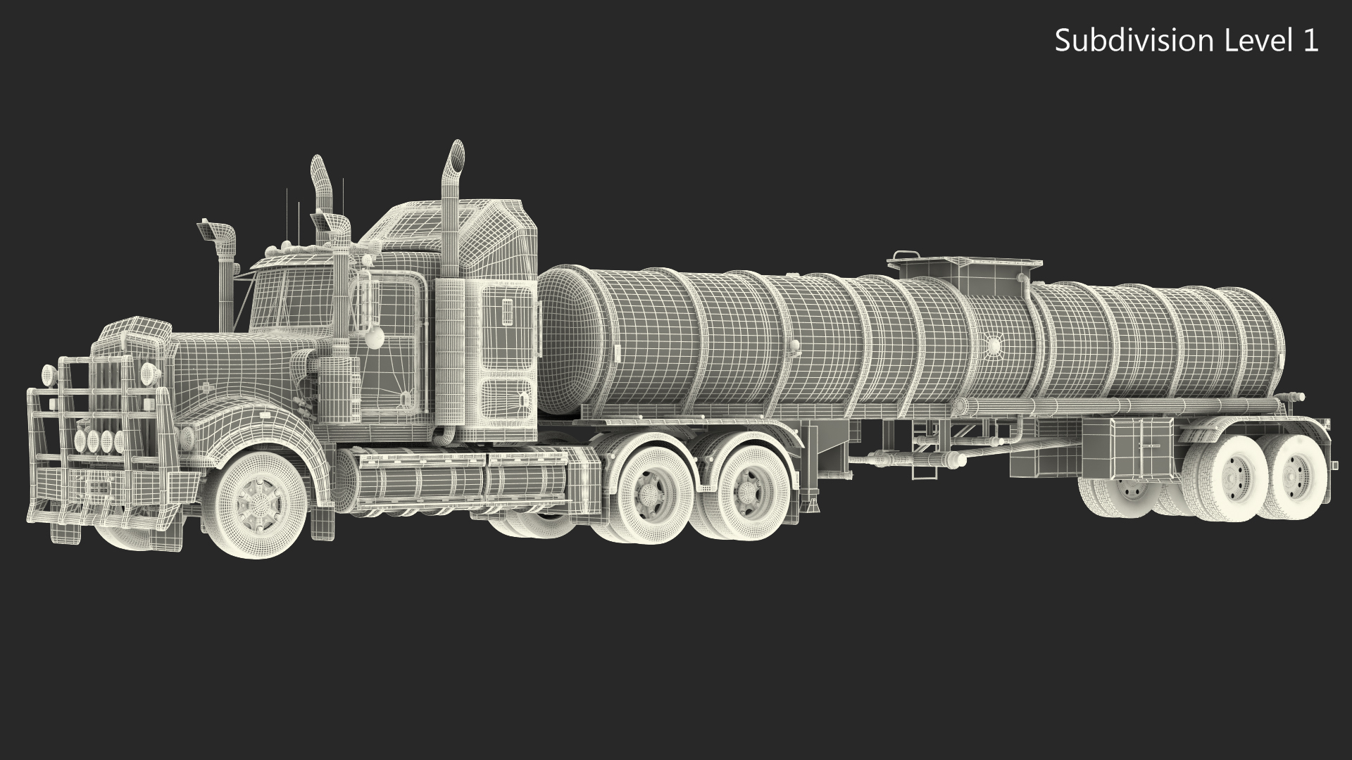 3D Vintage Semi Truck with Tank Trailer