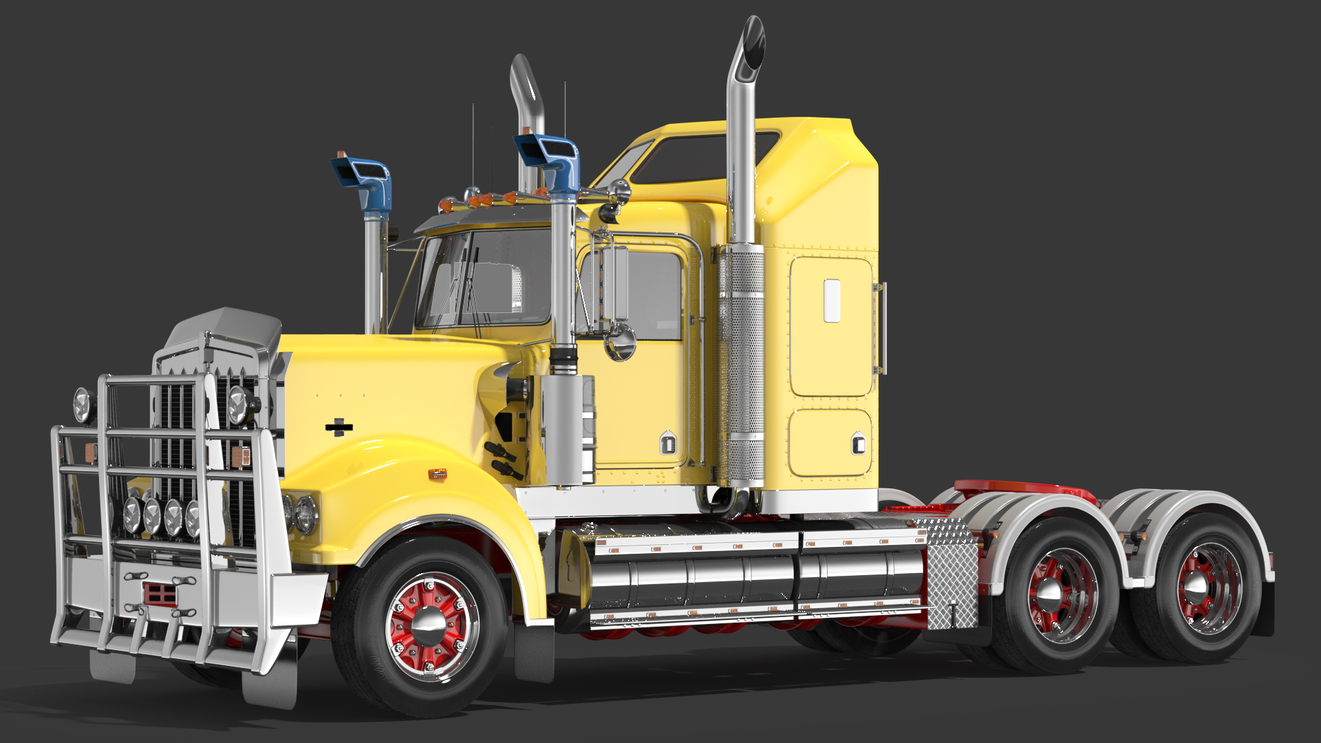3D Vintage Semi Truck with Tank Trailer
