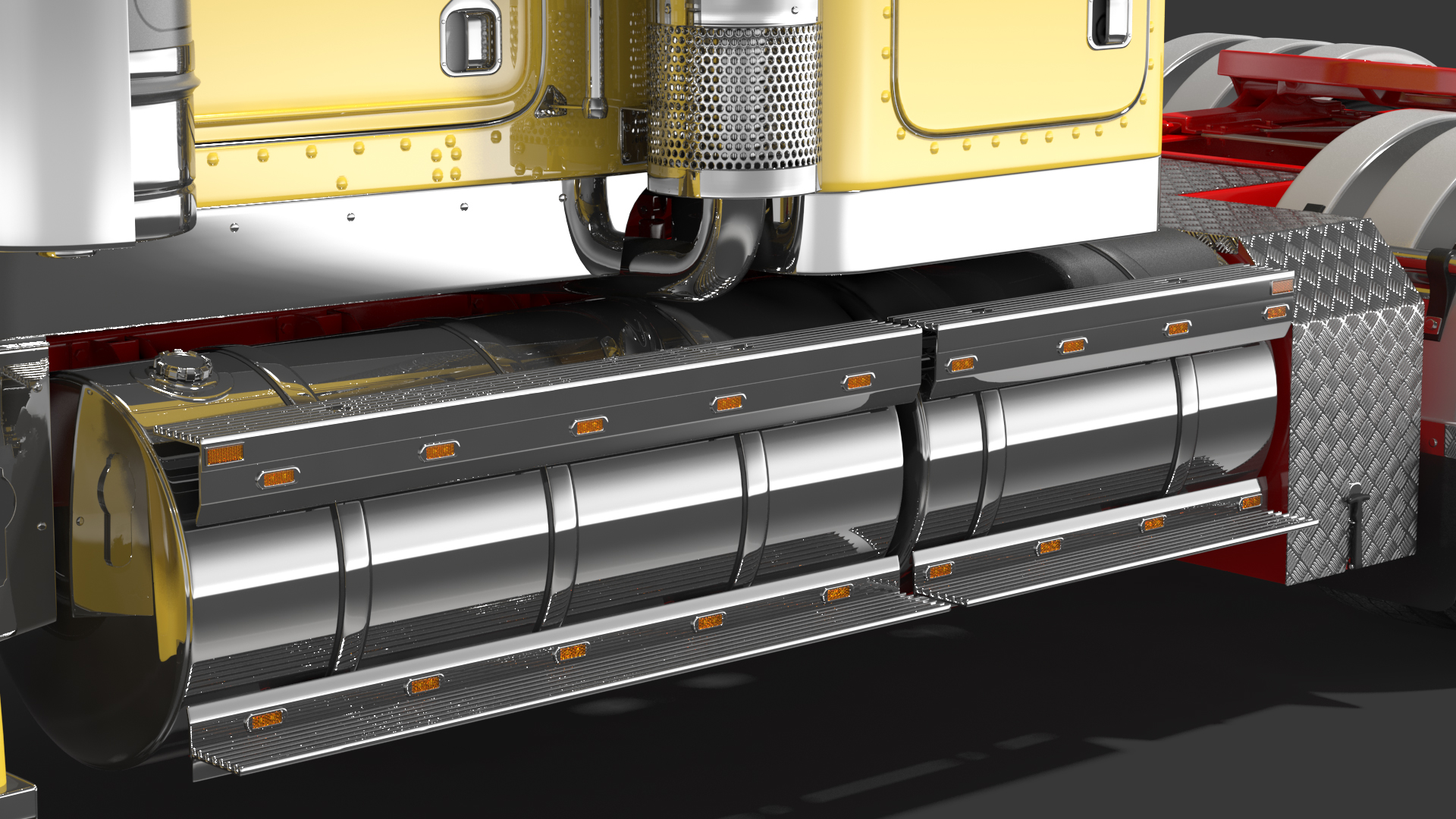 3D Vintage Semi Truck with Tank Trailer
