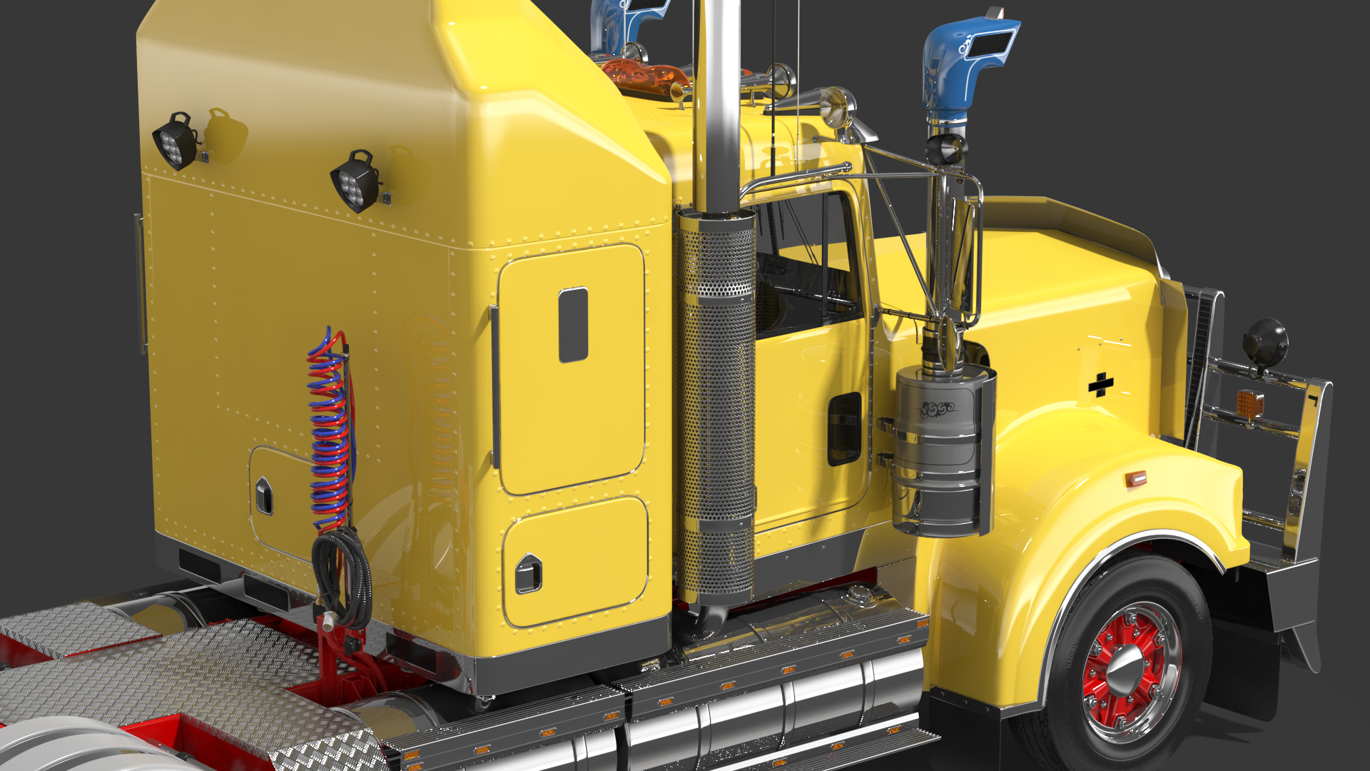 3D Vintage Semi Truck with Tank Trailer
