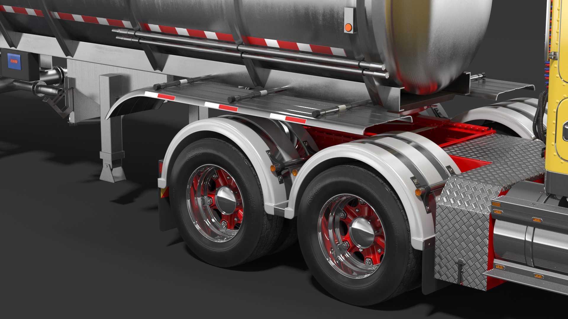3D Vintage Semi Truck with Tank Trailer