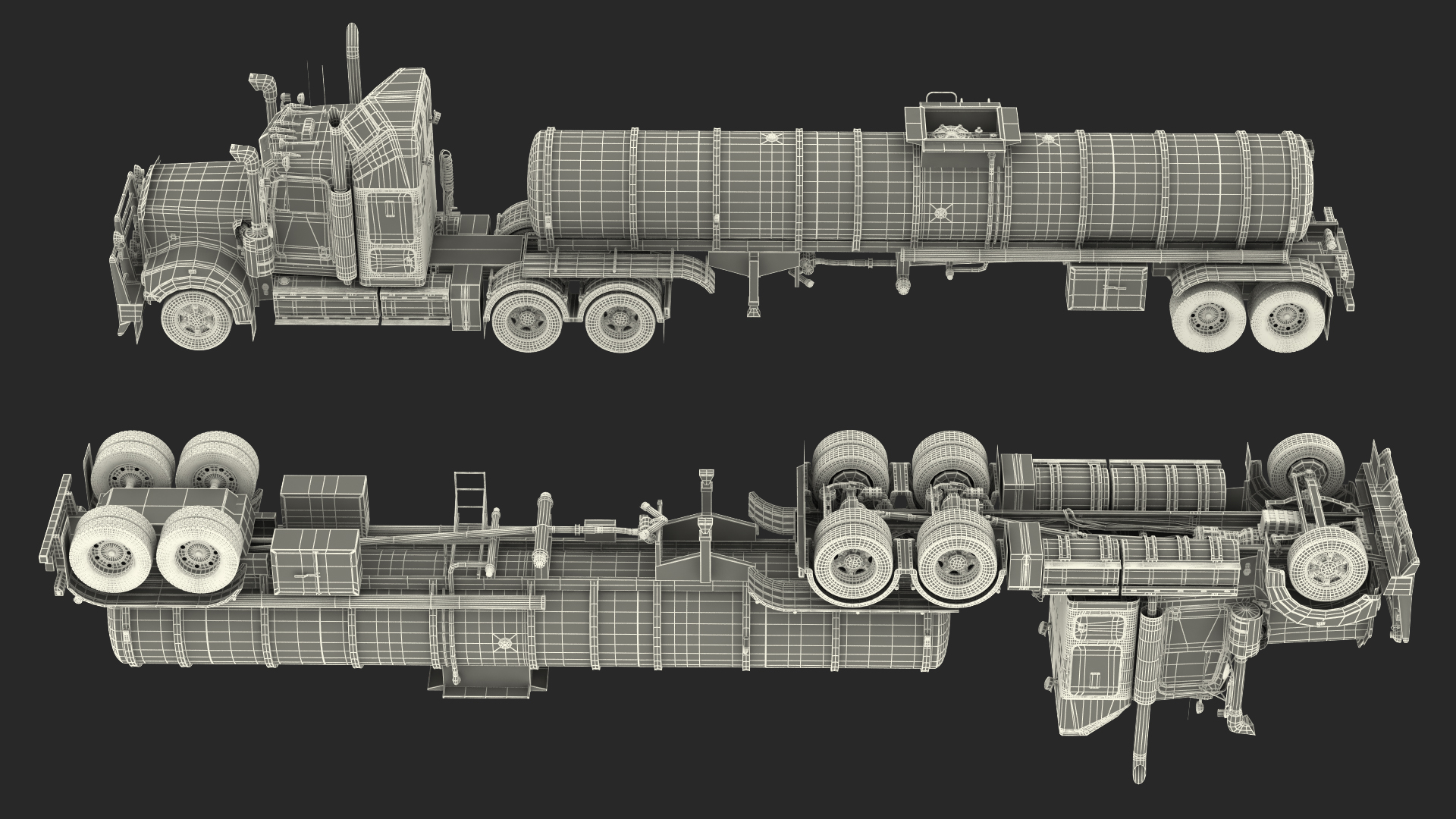 3D Vintage Semi Truck with Tank Trailer