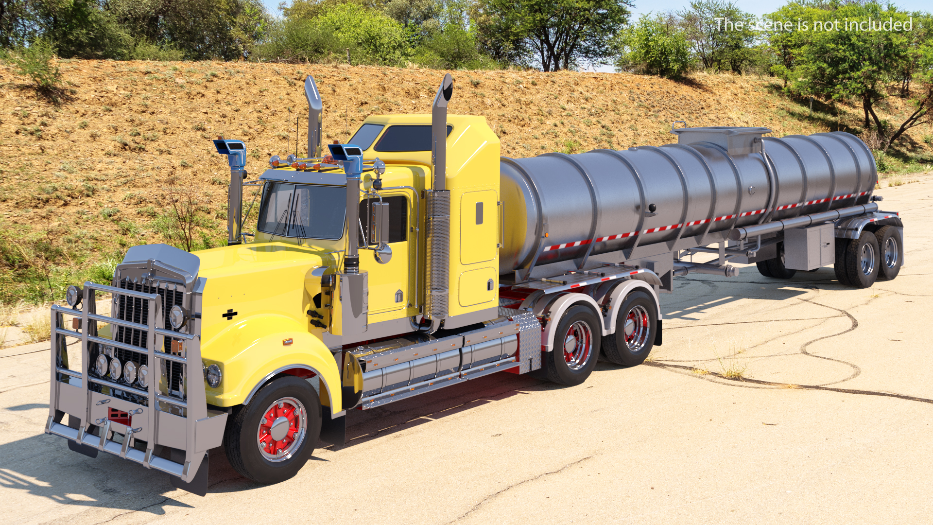 3D Vintage Semi Truck with Tank Trailer