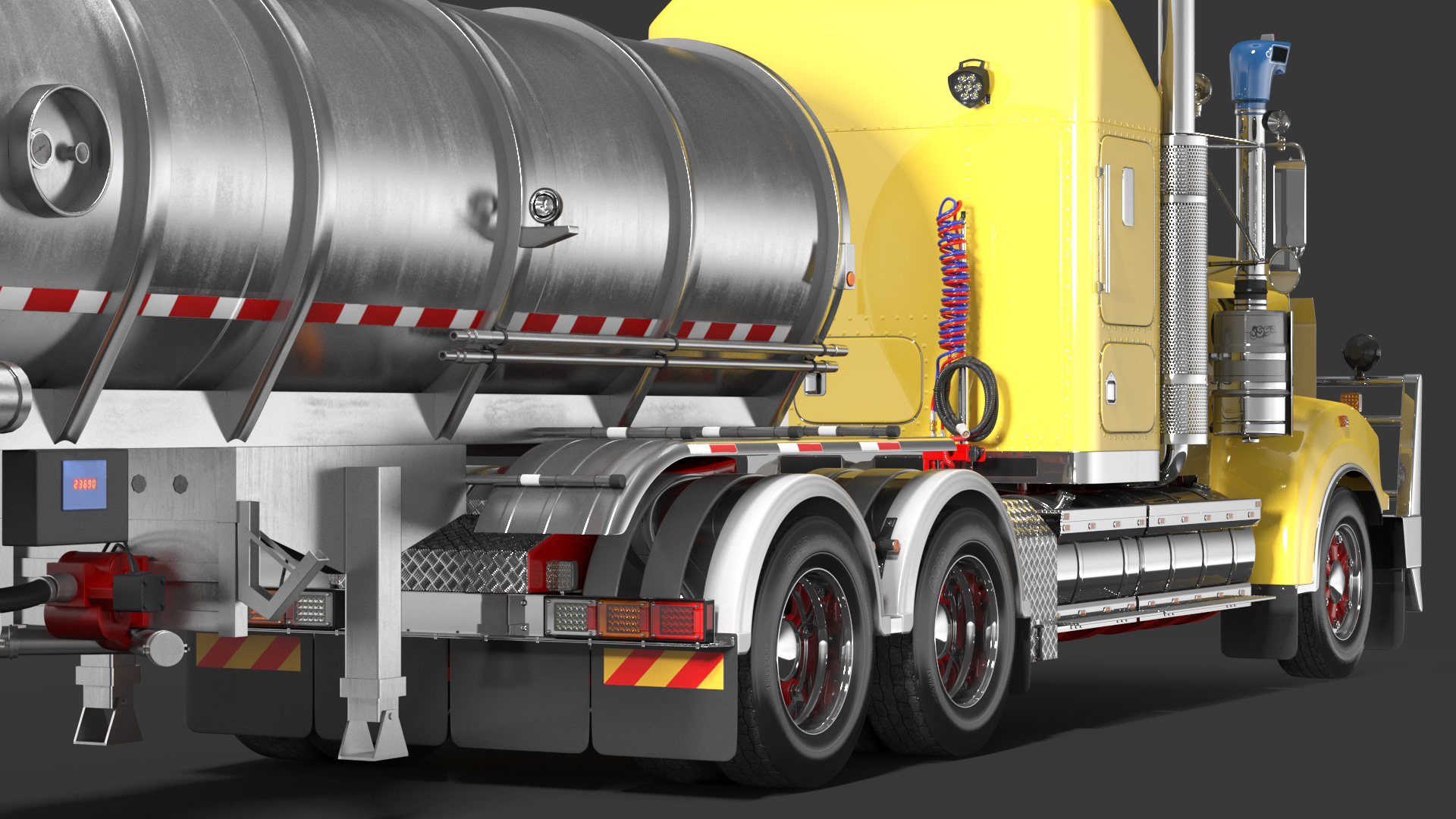 3D Vintage Semi Truck with Tank Trailer