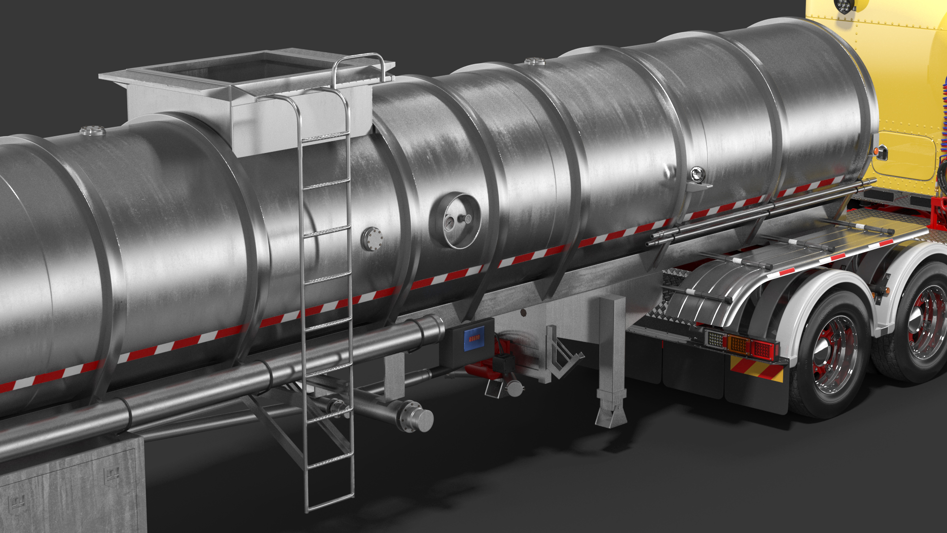 3D Vintage Semi Truck with Tank Trailer