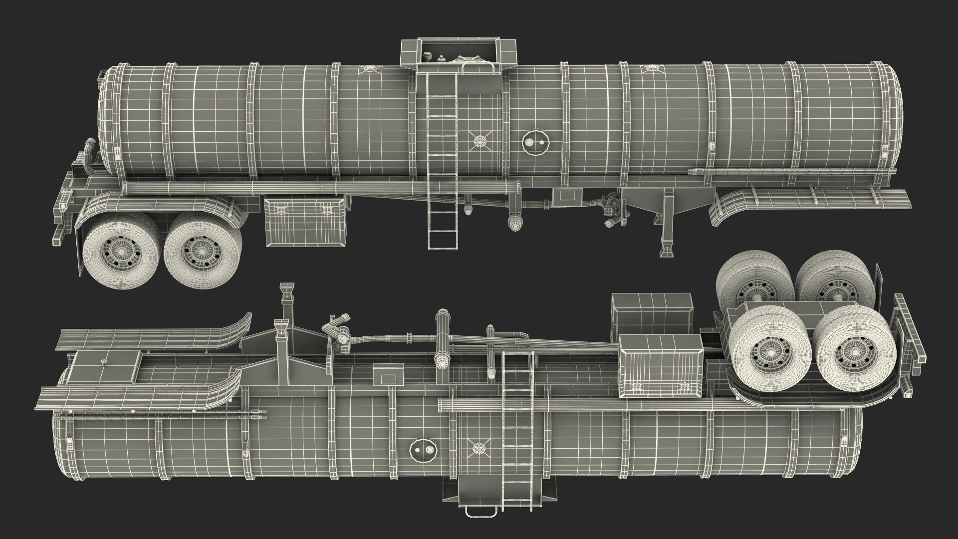 3D Vintage Semi Truck with Tank Trailer