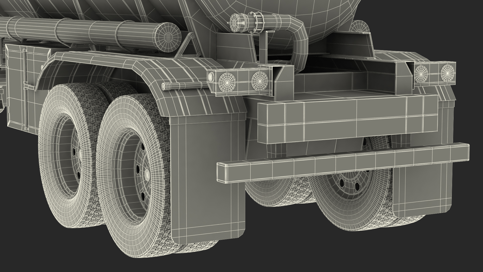 3D Vintage Semi Truck with Tank Trailer