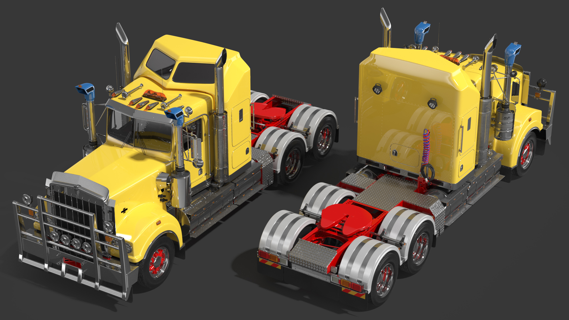 3D Vintage Semi Truck with Tank Trailer