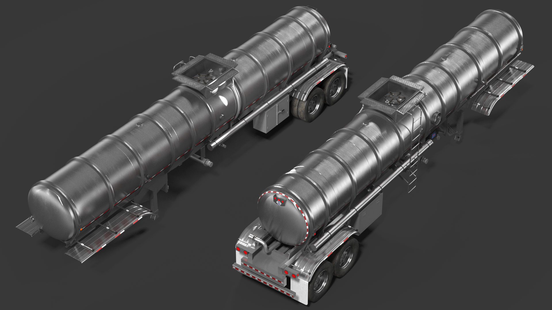 3D Vintage Semi Truck with Tank Trailer