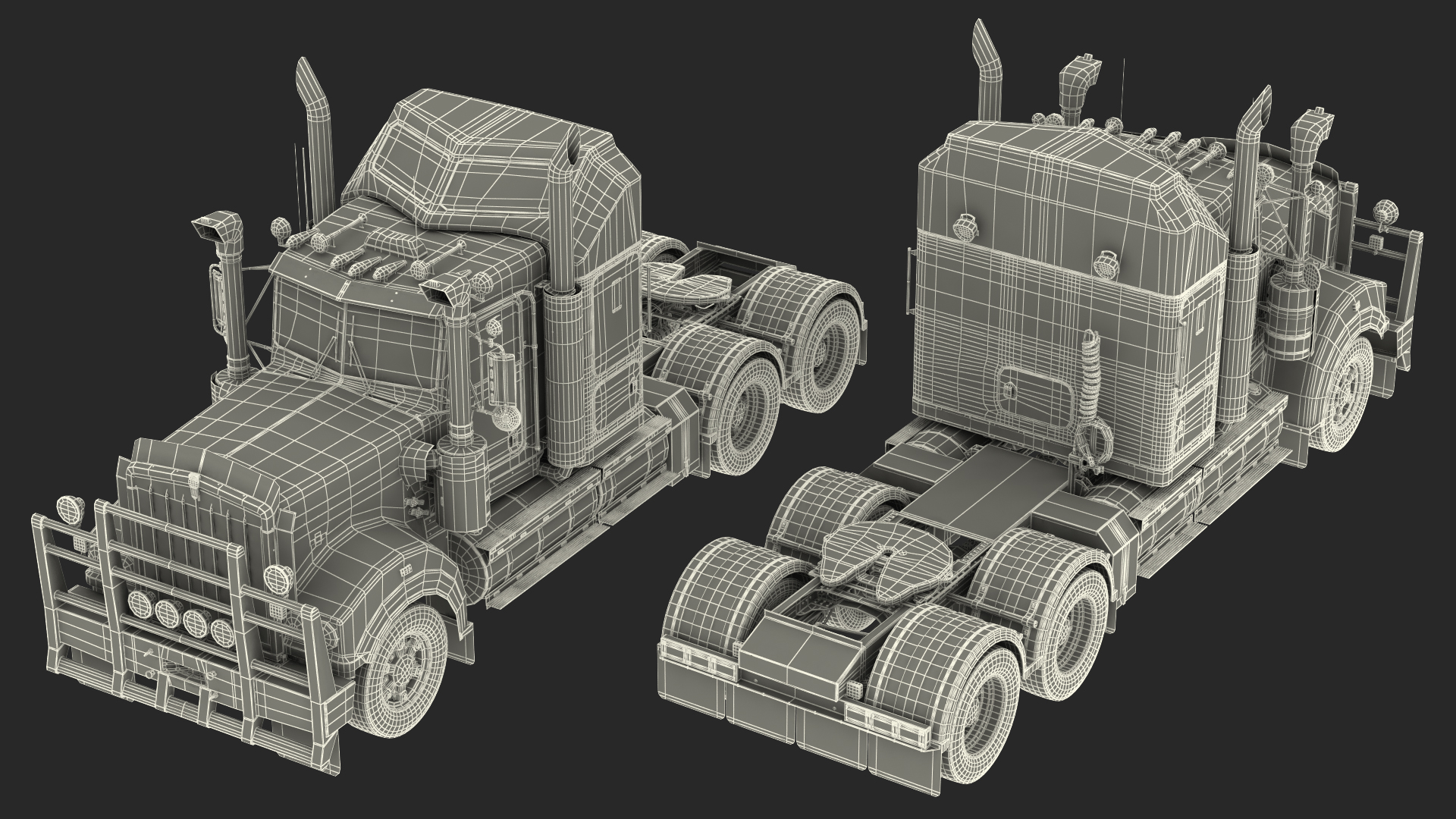 3D Vintage Semi Truck with Tank Trailer