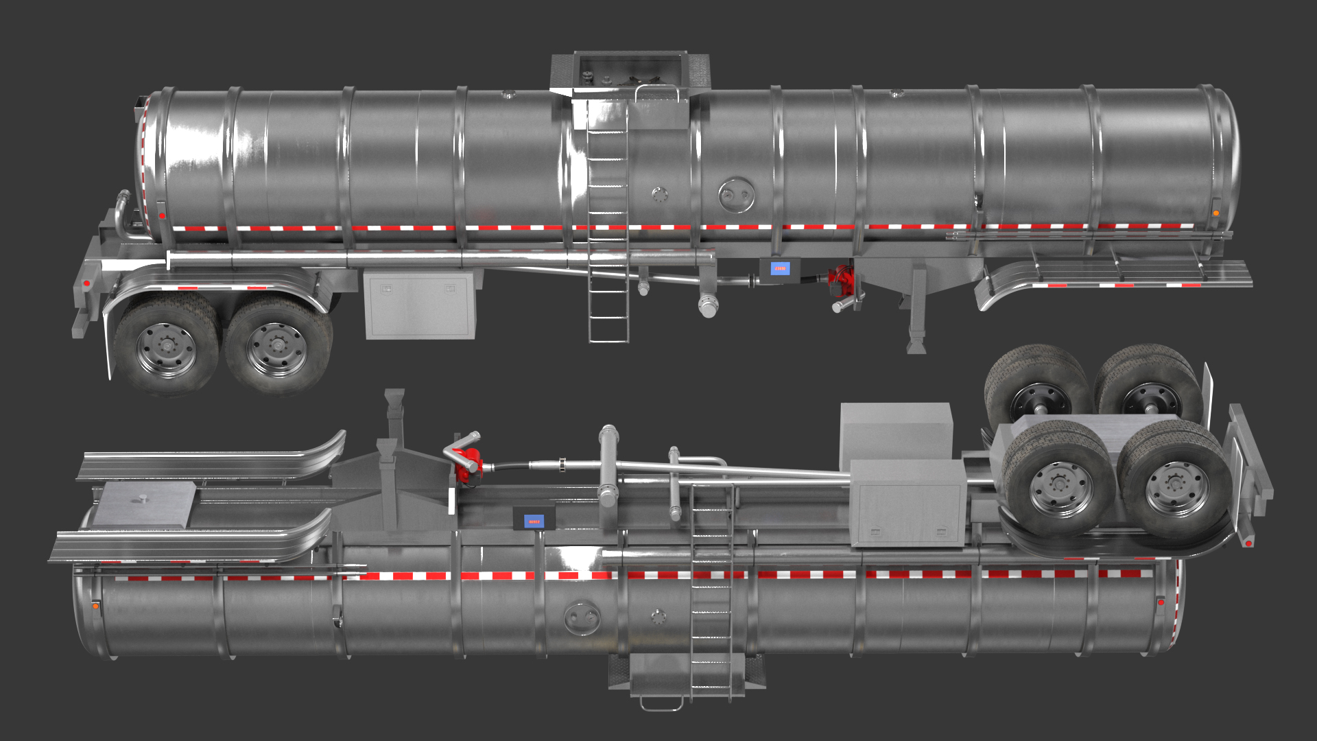 3D Vintage Semi Truck with Tank Trailer