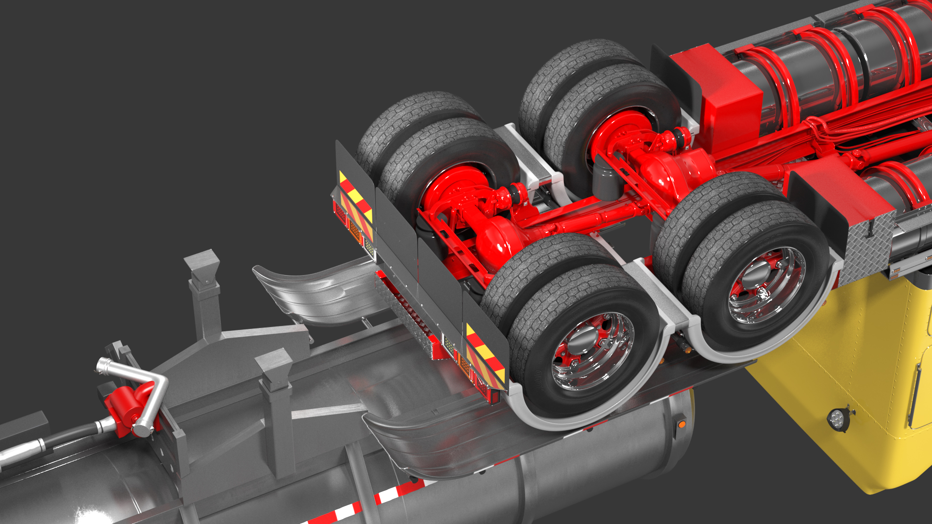 3D Vintage Semi Truck with Tank Trailer