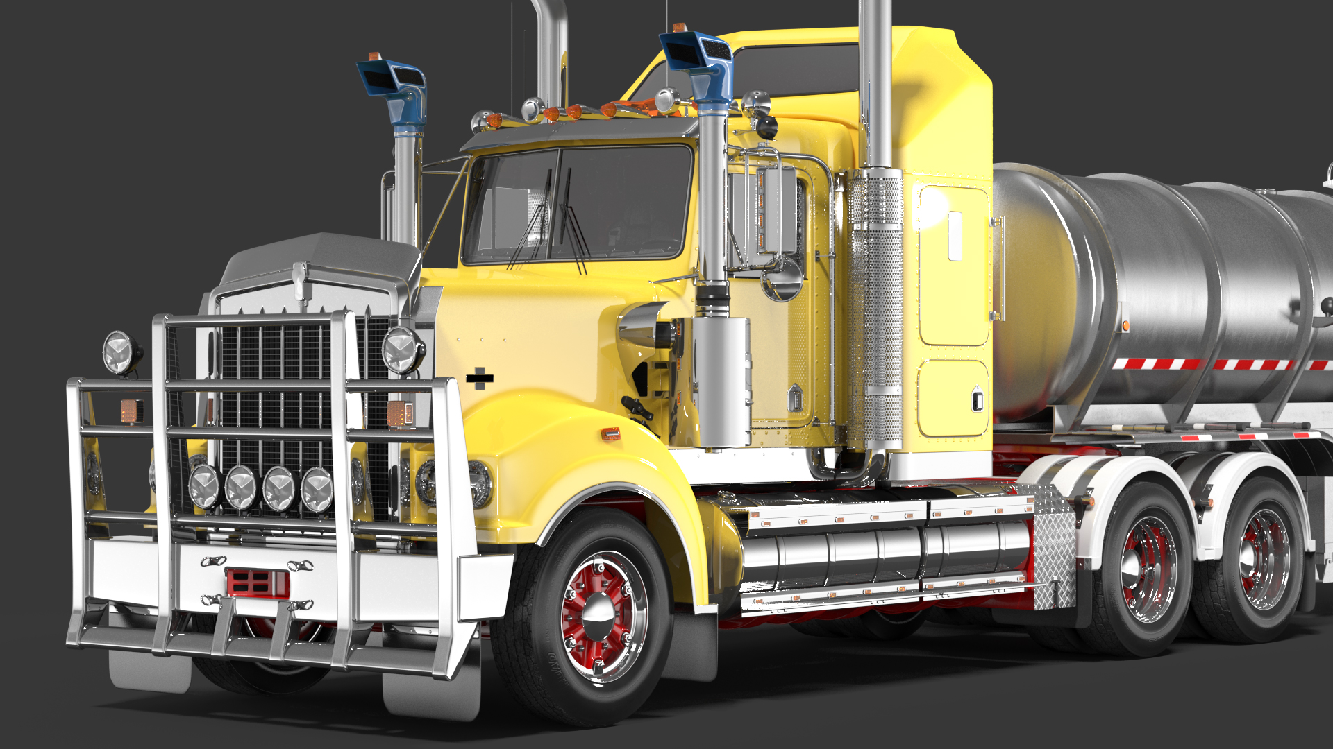 3D Vintage Semi Truck with Tank Trailer