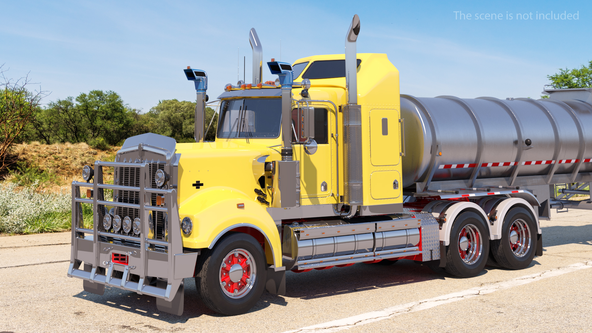 3D Vintage Semi Truck with Tank Trailer