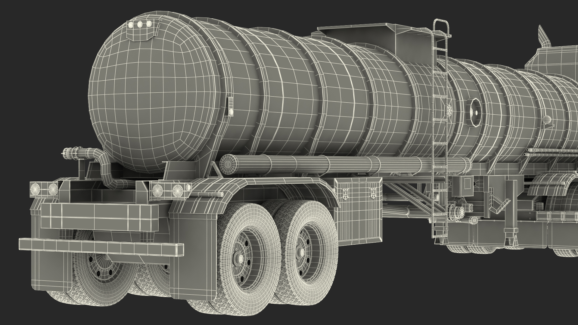 3D Vintage Semi Truck with Tank Trailer