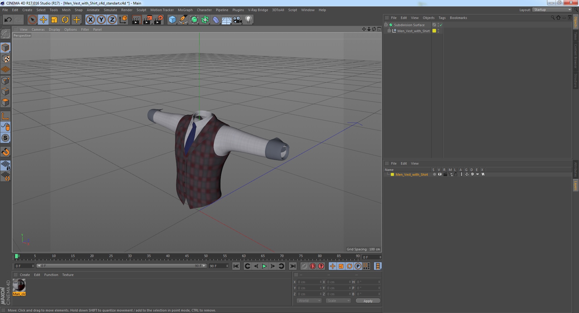 Men Vest with Shirt 3D model