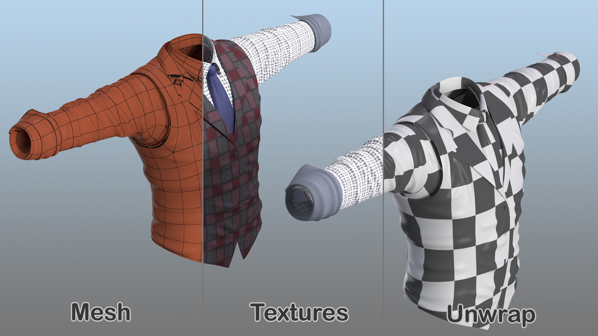 Men Vest with Shirt 3D model