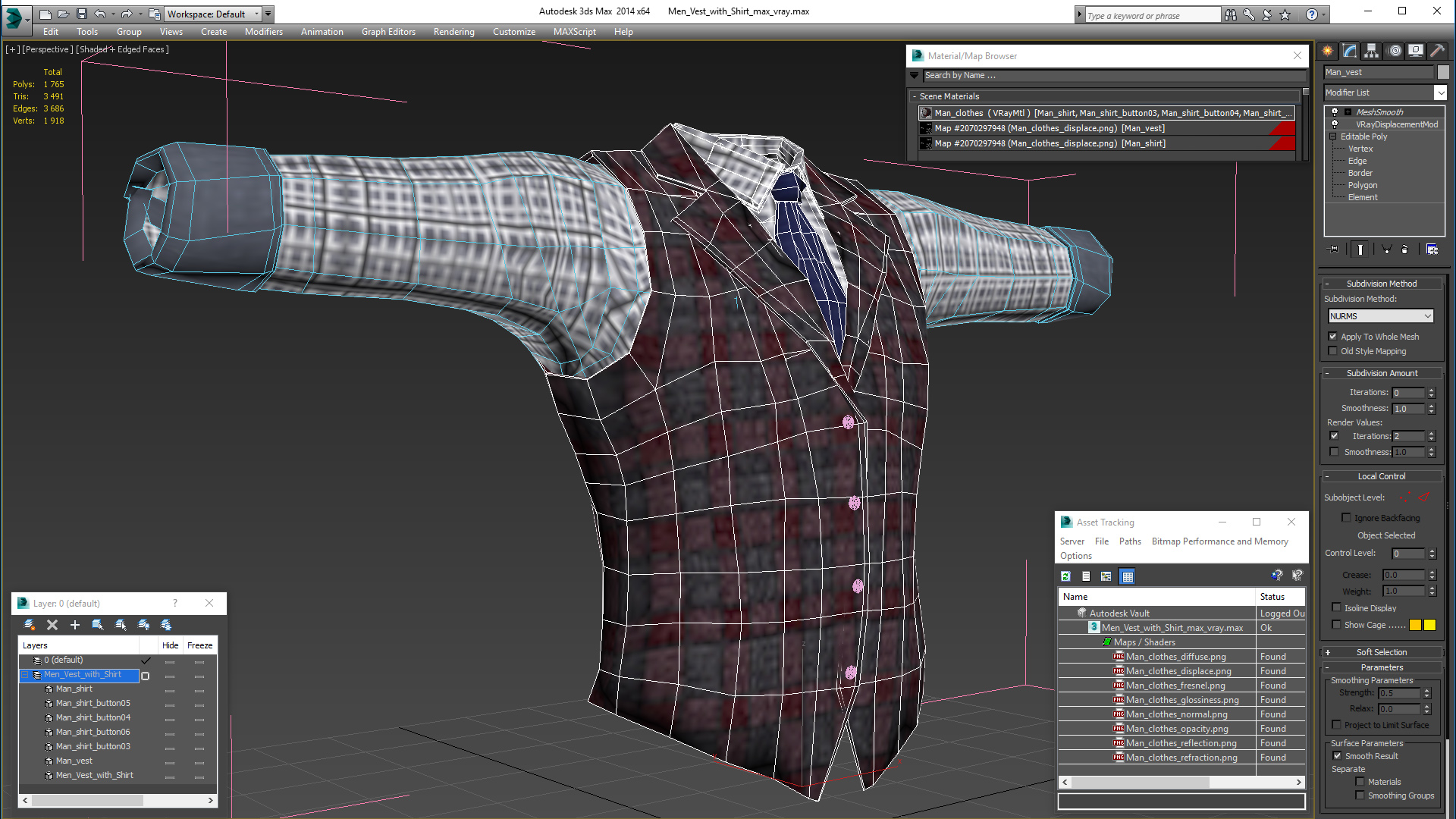 Men Vest with Shirt 3D model