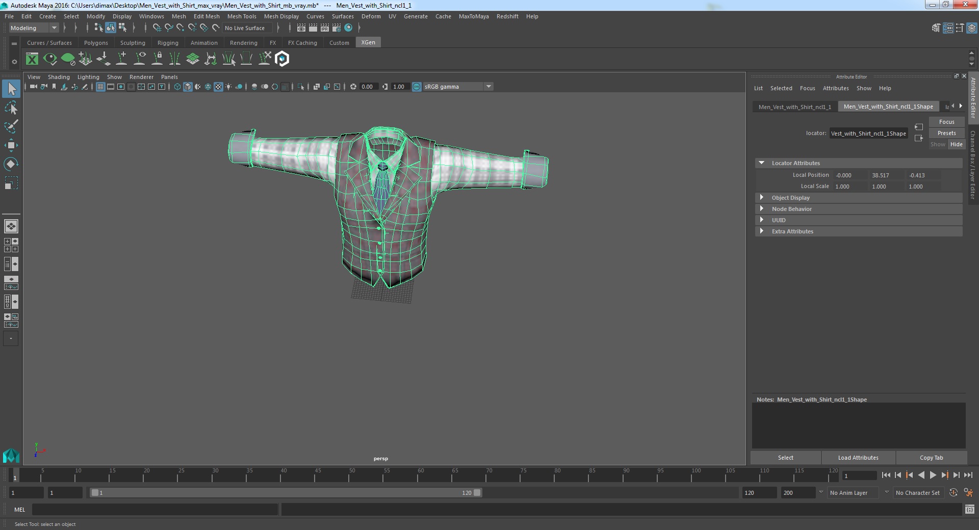 Men Vest with Shirt 3D model
