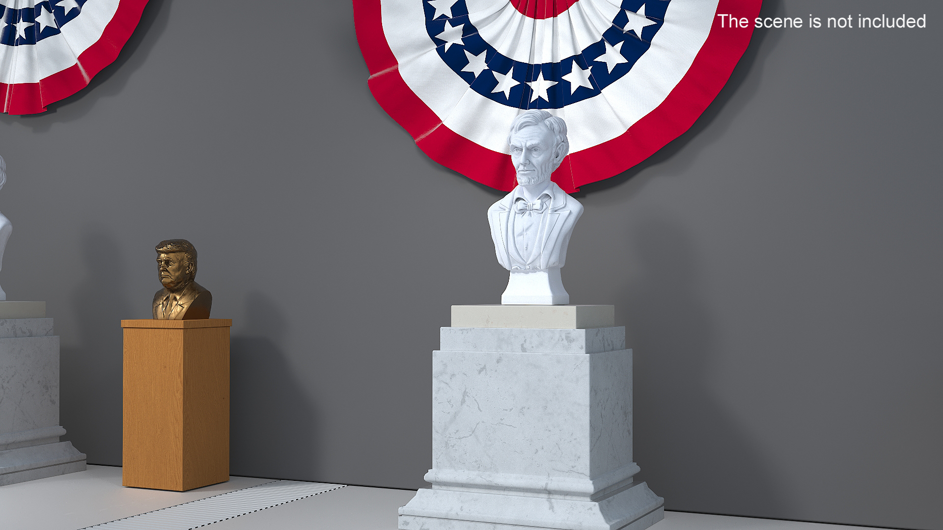 Gypsum Bust of President Lincoln on Pedestal 3D model