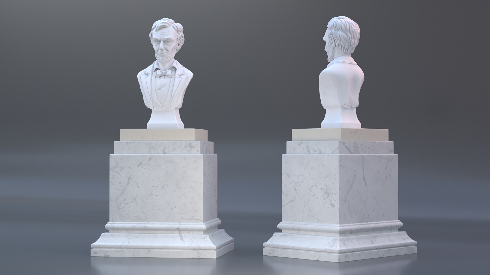 Gypsum Bust of President Lincoln on Pedestal 3D model