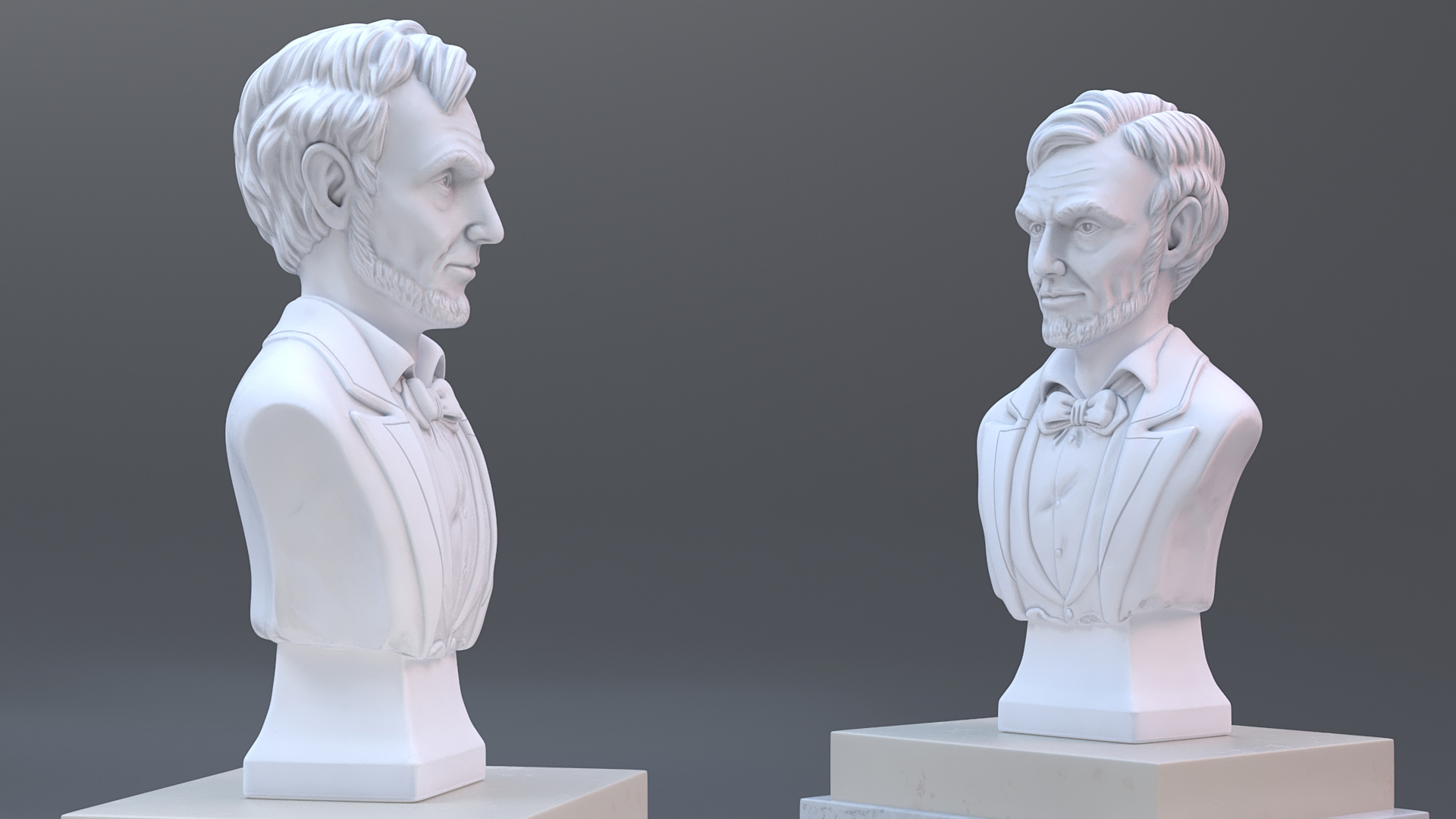 Gypsum Bust of President Lincoln on Pedestal 3D model