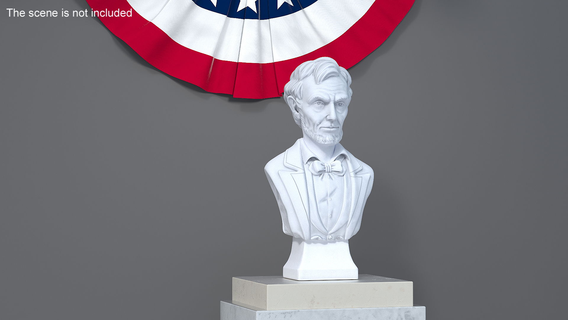 Gypsum Bust of President Lincoln on Pedestal 3D model