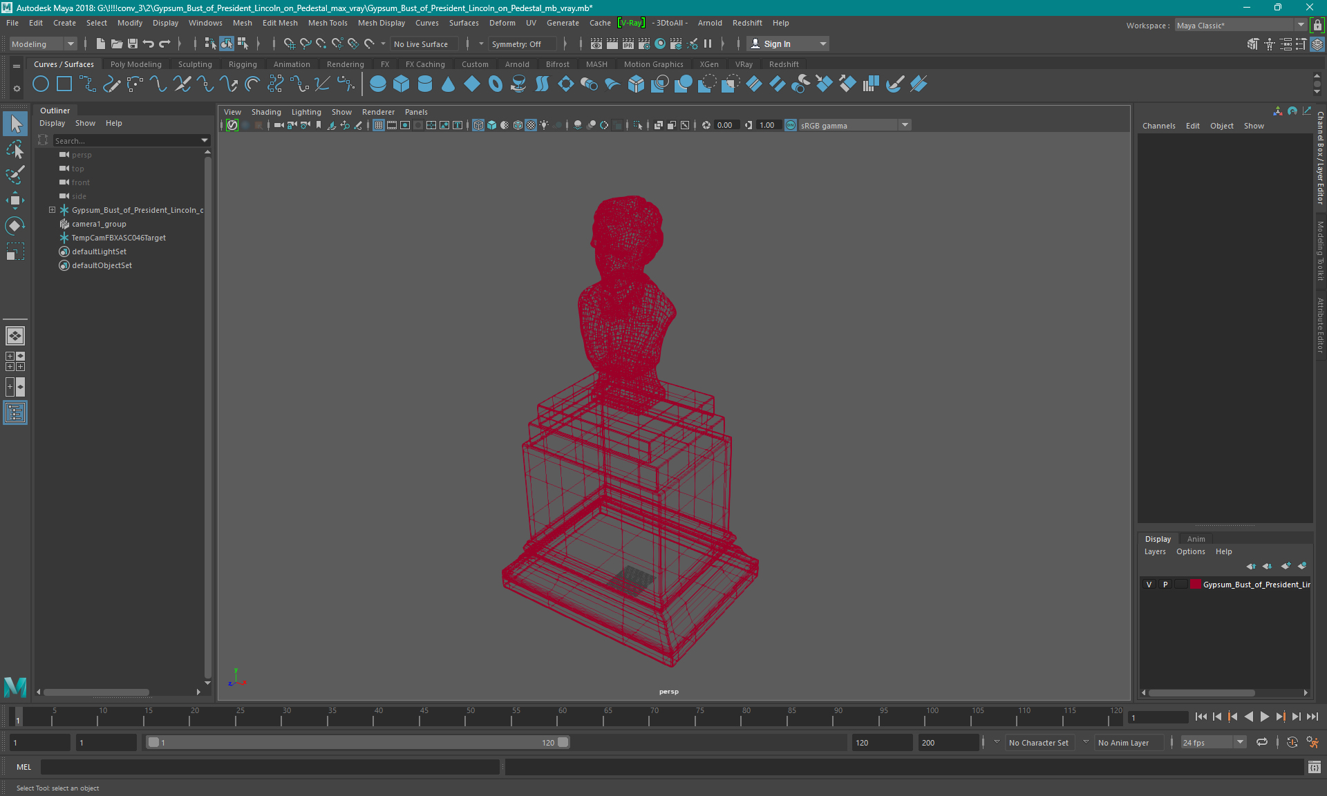 Gypsum Bust of President Lincoln on Pedestal 3D model