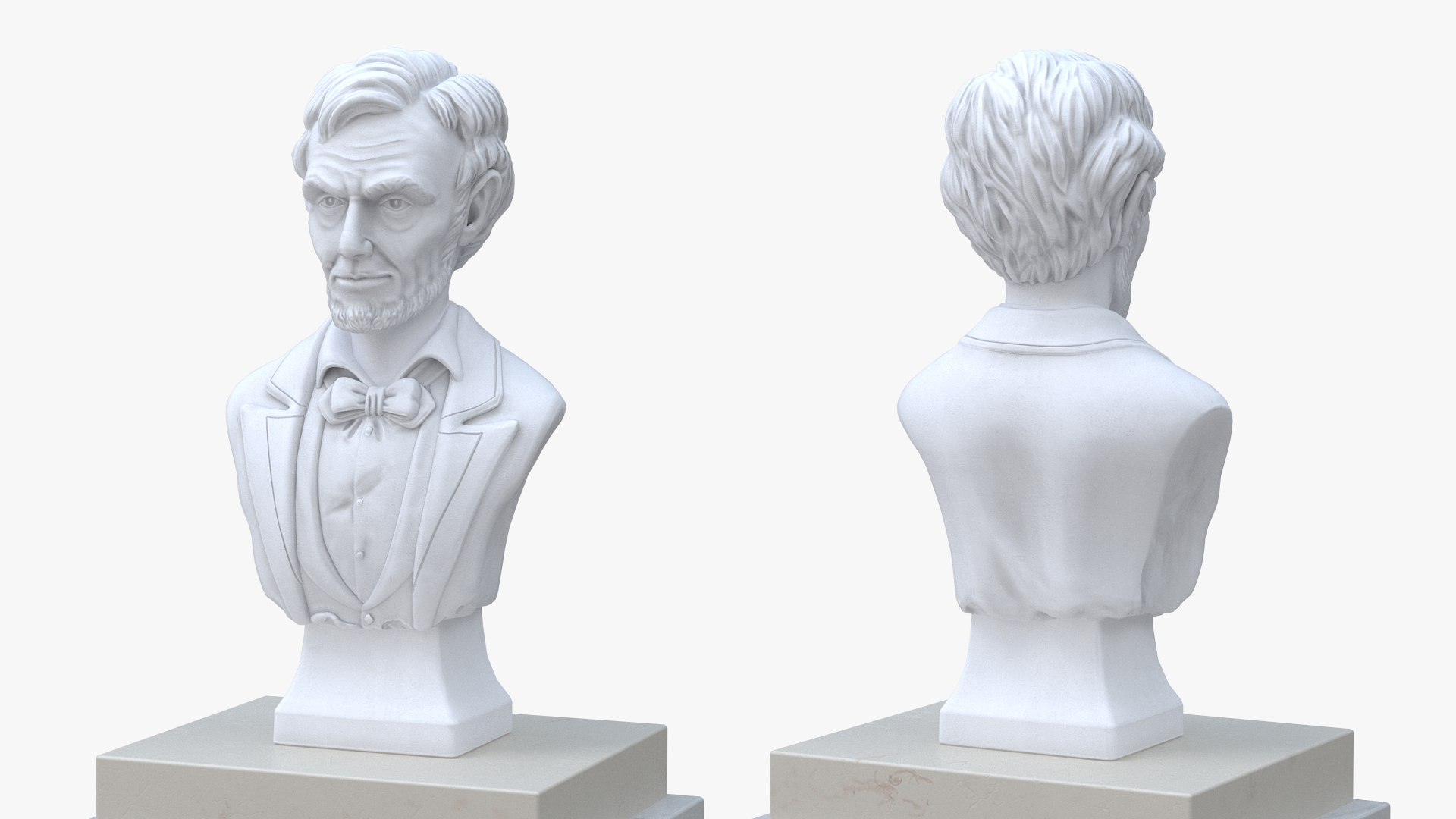 Gypsum Bust of President Lincoln on Pedestal 3D model