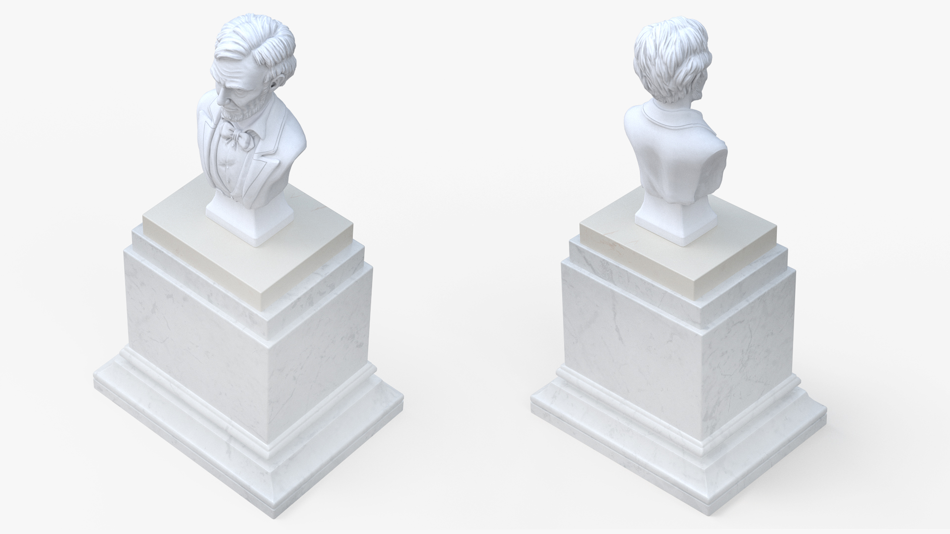 Gypsum Bust of President Lincoln on Pedestal 3D model