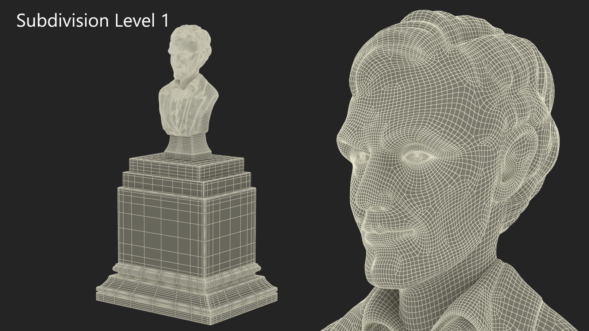 Gypsum Bust of President Lincoln on Pedestal 3D model